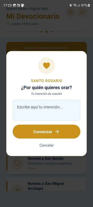 Reza por tu intención