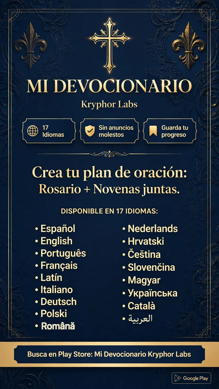 Mi Devocionario: crea tu plan de oración, Rosario y novenas juntas, disponible en 17 idiomas